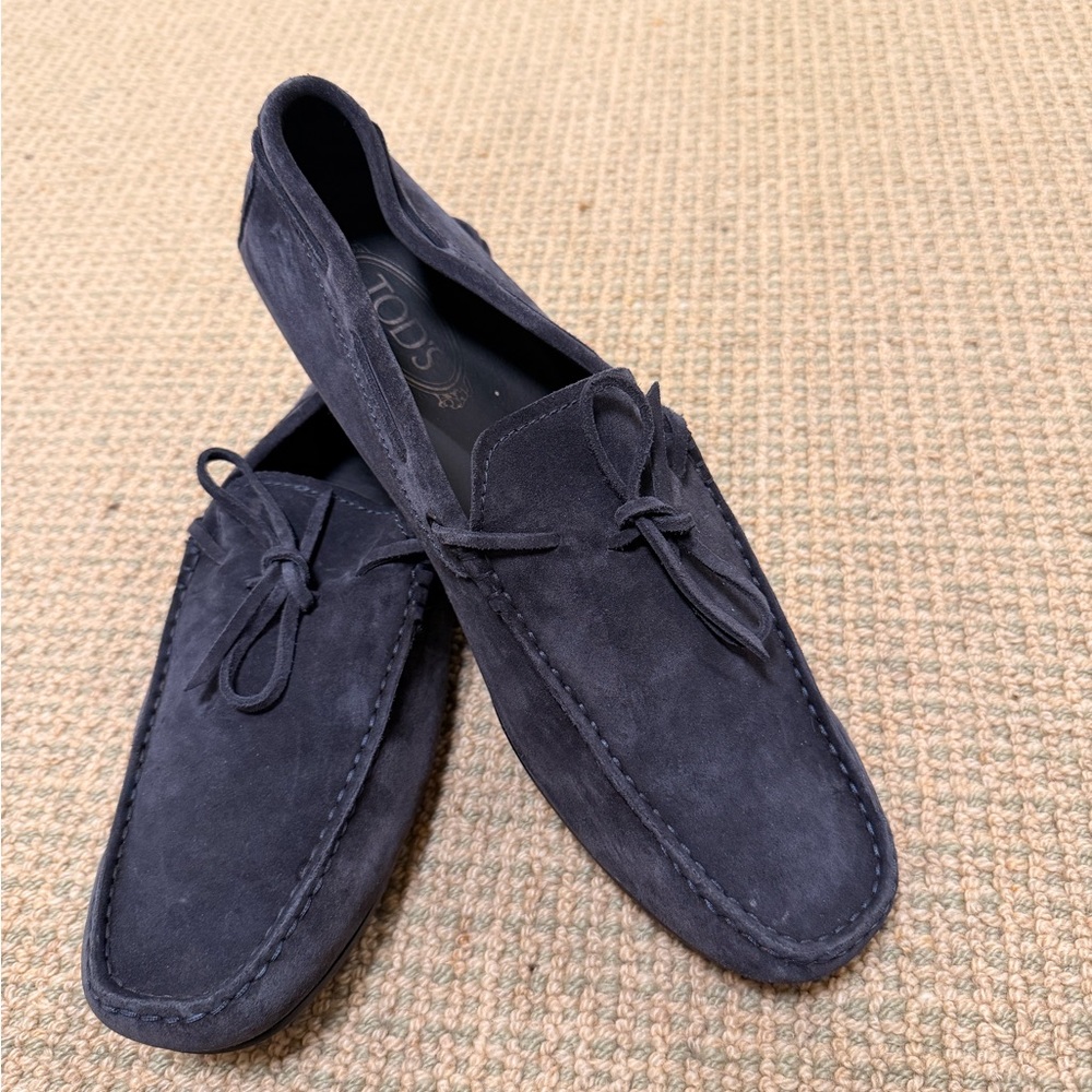 Tod's Men's Gommino Dark Blue Suede Slip-On loafers